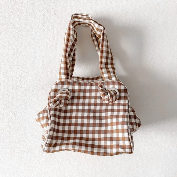 Topshop Brown and White Checkered Mini Bag - Picture 1 of 13